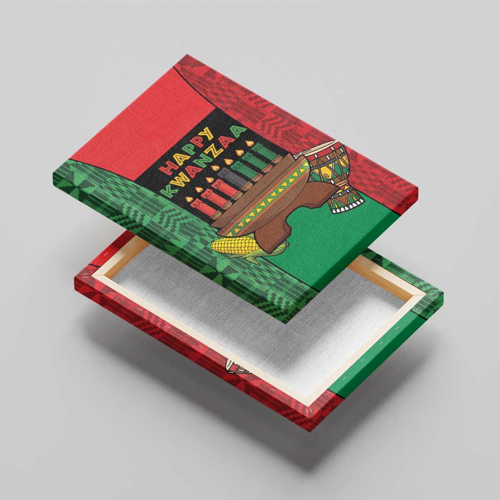 Happy Kwanzaa Canvas Wall Art Kinara With Kente Pattern - Wonder Print Shop