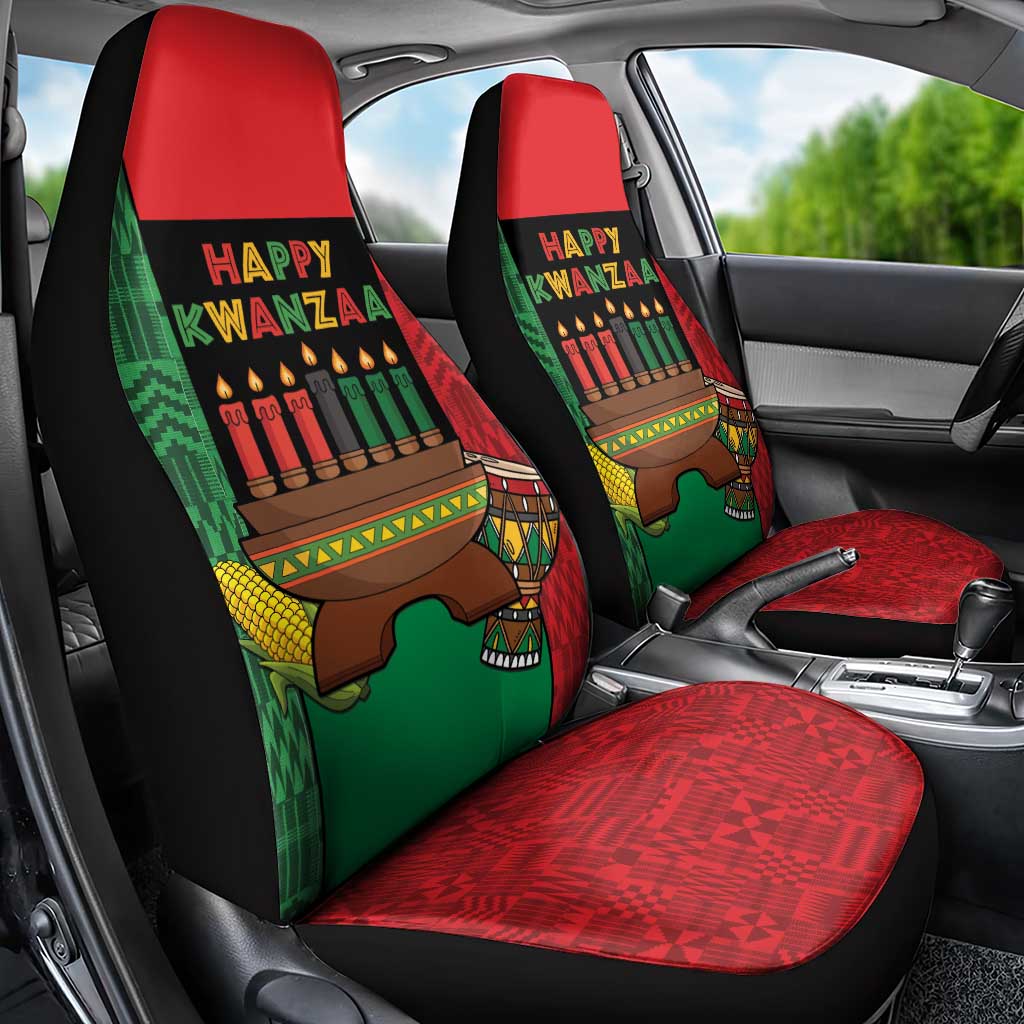 Happy Kwanzaa Car Seat Cover Kinara With Kente Pattern - Wonder Print Shop
