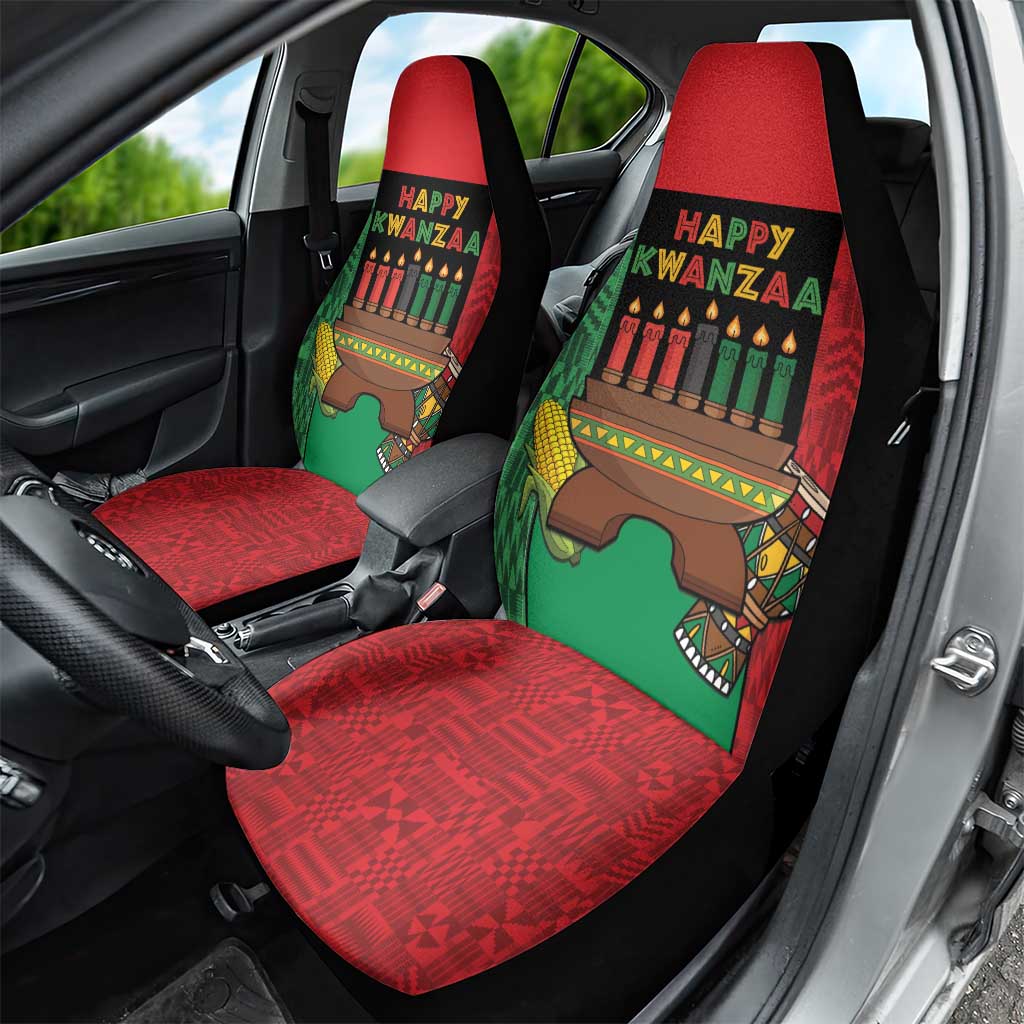 Happy Kwanzaa Car Seat Cover Kinara With Kente Pattern - Wonder Print Shop