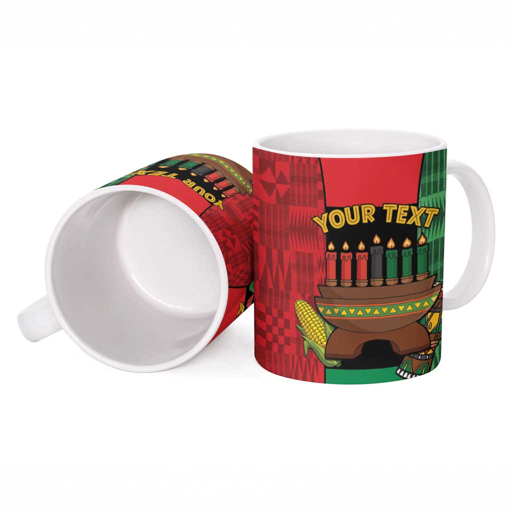 Personalized Happy Kwanzaa Ceramic Mug Kinara With Kente Pattern - Wonder Print Shop