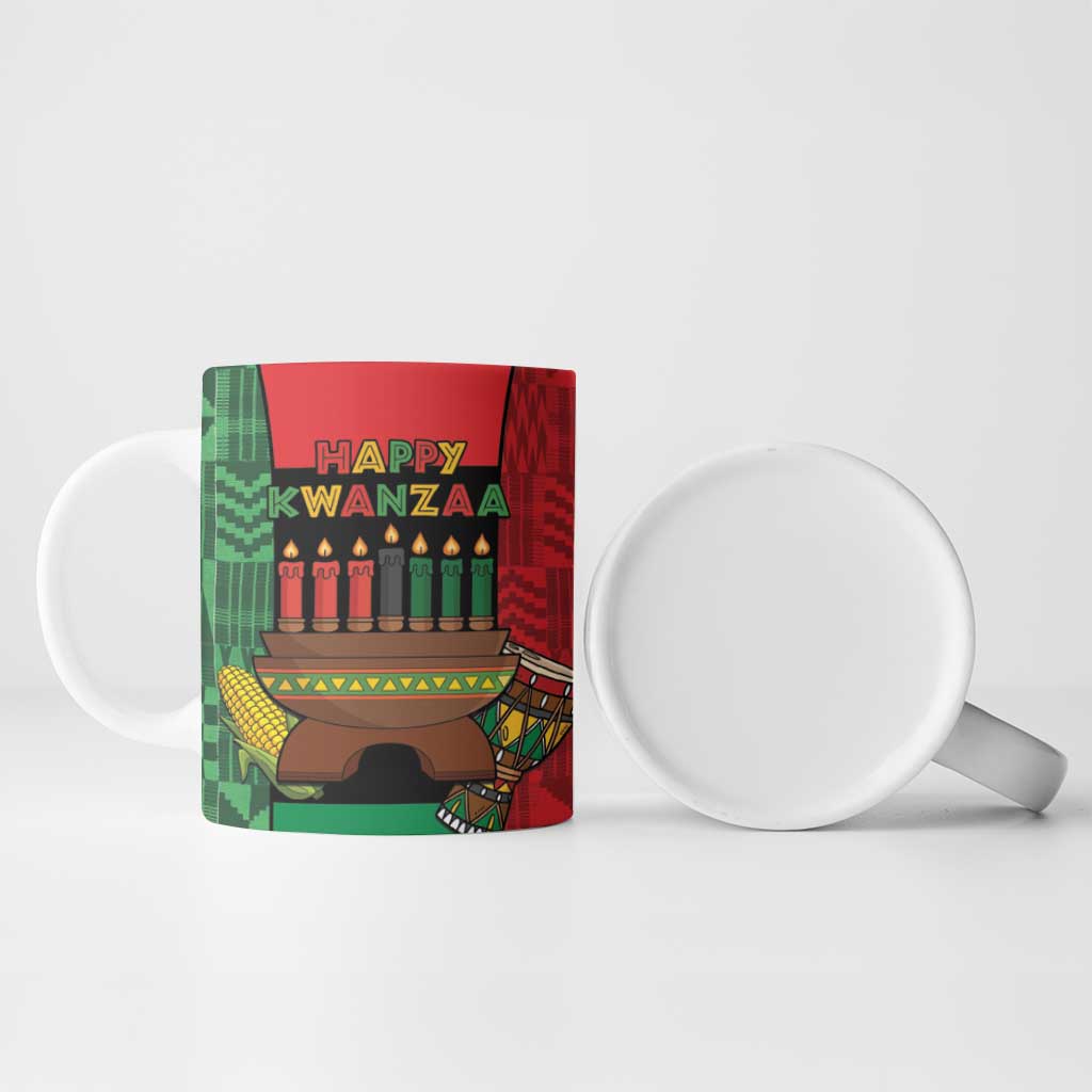Personalized Happy Kwanzaa Ceramic Mug Kinara With Kente Pattern - Wonder Print Shop