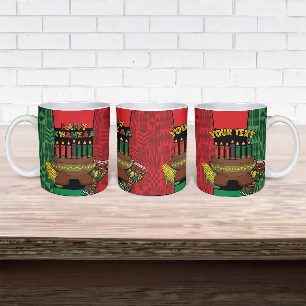 Personalized Happy Kwanzaa Ceramic Mug Kinara With Kente Pattern - Wonder Print Shop