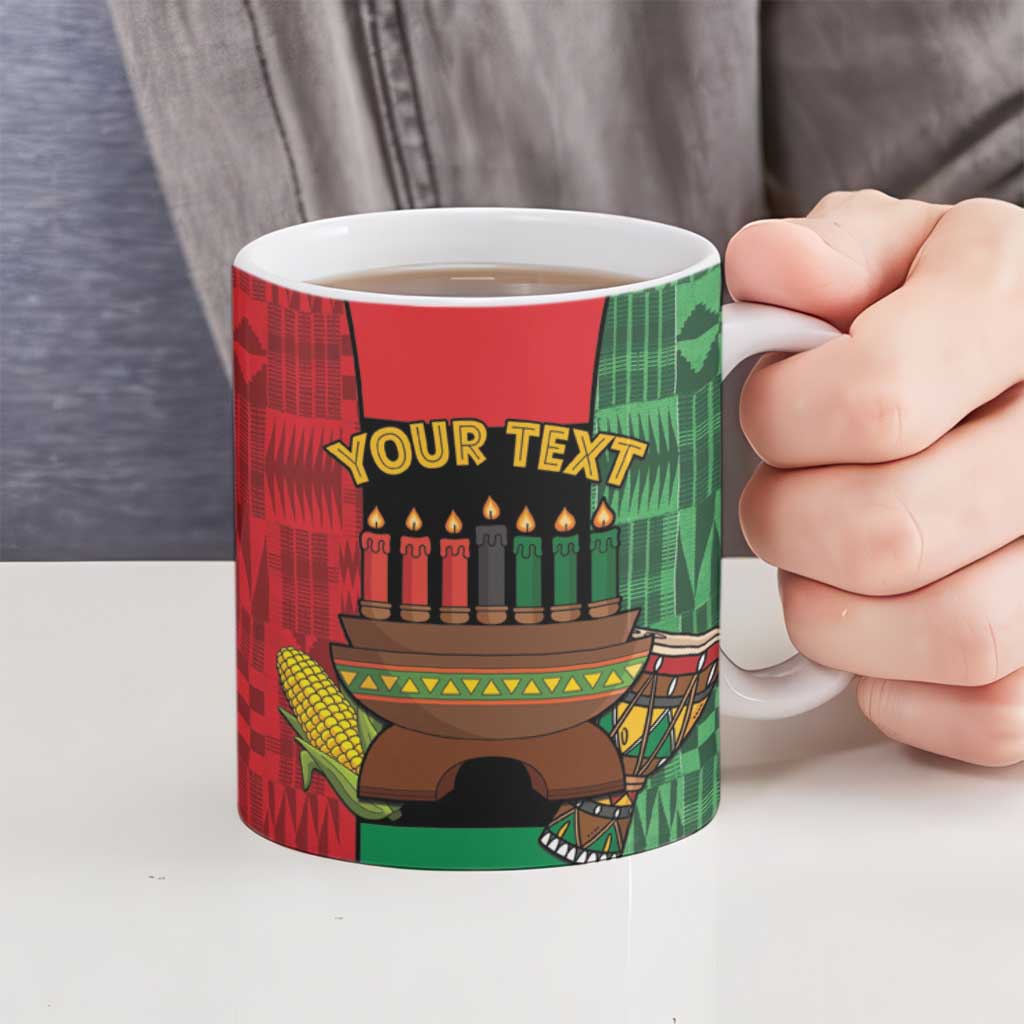 Personalized Happy Kwanzaa Ceramic Mug Kinara With Kente Pattern - Wonder Print Shop