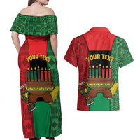 Personalized Happy Kwanzaa Couples Matching Off Shoulder Maxi Dress and Hawaiian Shirt Kinara With Kente Pattern - Wonder Print Shop
