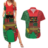 Personalized Happy Kwanzaa Couples Matching Summer Maxi Dress and Hawaiian Shirt Kinara With Kente Pattern - Wonder Print Shop