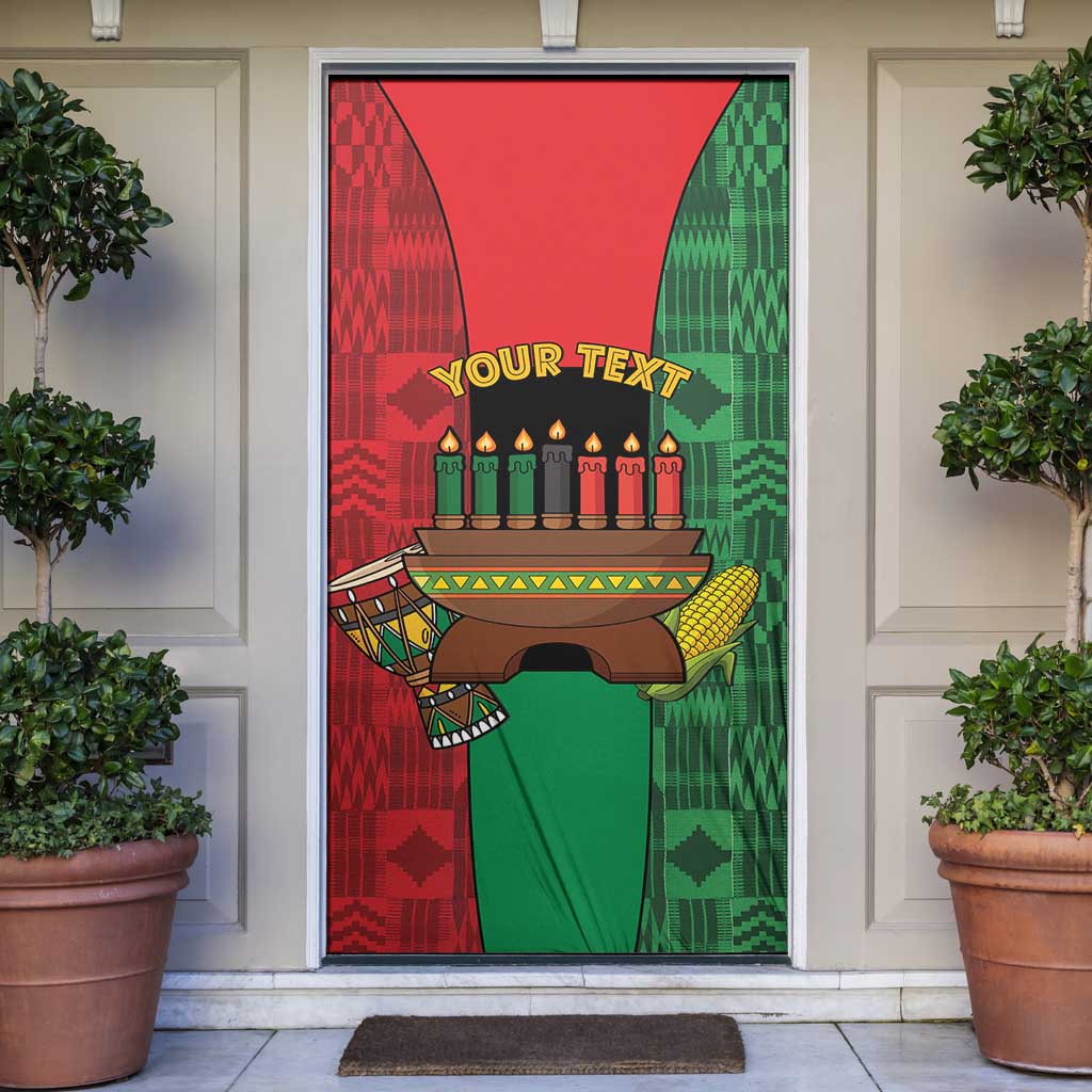 Personalized Happy Kwanzaa Door Cover Kinara With Kente Pattern - Wonder Print Shop