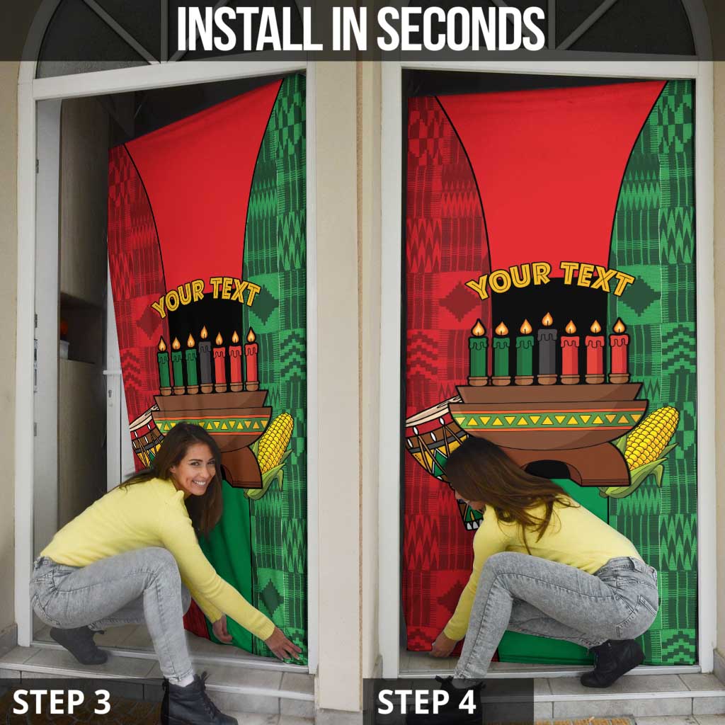 Personalized Happy Kwanzaa Door Cover Kinara With Kente Pattern - Wonder Print Shop