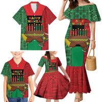 Personalized Happy Kwanzaa Family Matching Mermaid Dress and Hawaiian Shirt Kinara With Kente Pattern - Wonder Print Shop