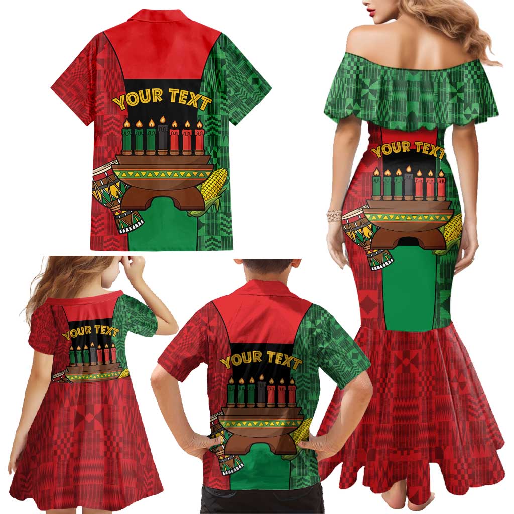 Personalized Happy Kwanzaa Family Matching Mermaid Dress and Hawaiian Shirt Kinara With Kente Pattern - Wonder Print Shop