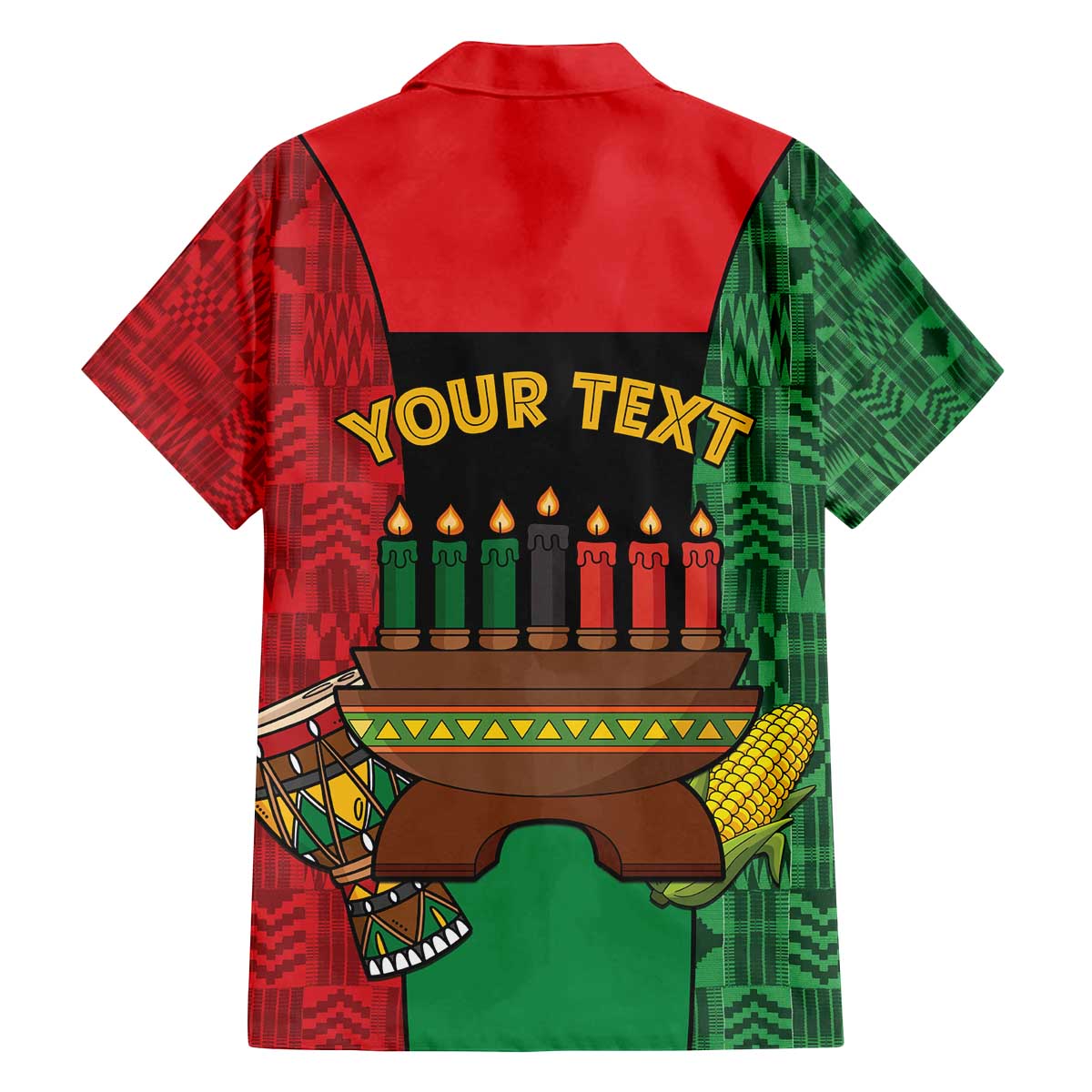 Personalized Happy Kwanzaa Family Matching Off The Shoulder Long Sleeve Dress and Hawaiian Shirt Kinara With Kente Pattern - Wonder Print Shop