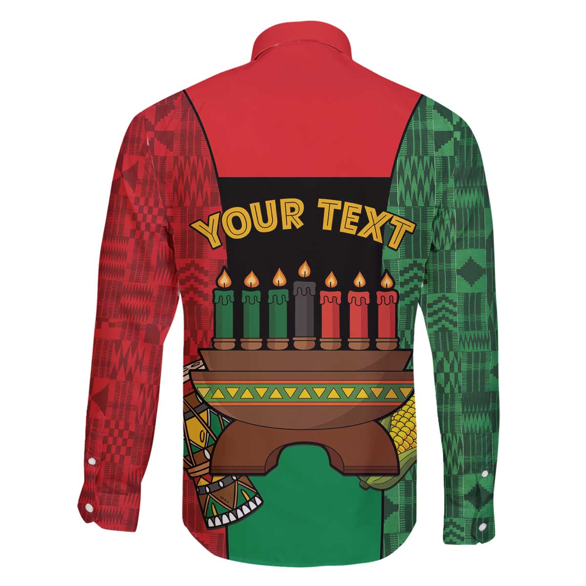 Personalized Happy Kwanzaa Family Matching Off The Shoulder Long Sleeve Dress and Hawaiian Shirt Kinara With Kente Pattern - Wonder Print Shop