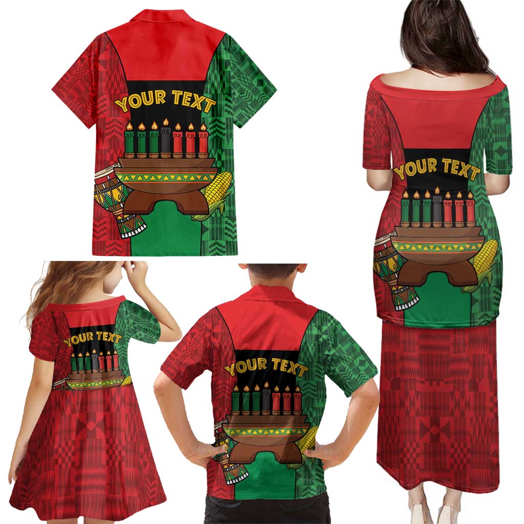 Personalized Happy Kwanzaa Family Matching Puletasi and Hawaiian Shirt Kinara With Kente Pattern - Wonder Print Shop