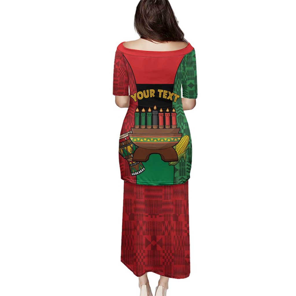 Personalized Happy Kwanzaa Family Matching Puletasi and Hawaiian Shirt Kinara With Kente Pattern - Wonder Print Shop