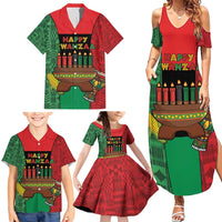 Personalized Happy Kwanzaa Family Matching Summer Maxi Dress and Hawaiian Shirt Kinara With Kente Pattern - Wonder Print Shop