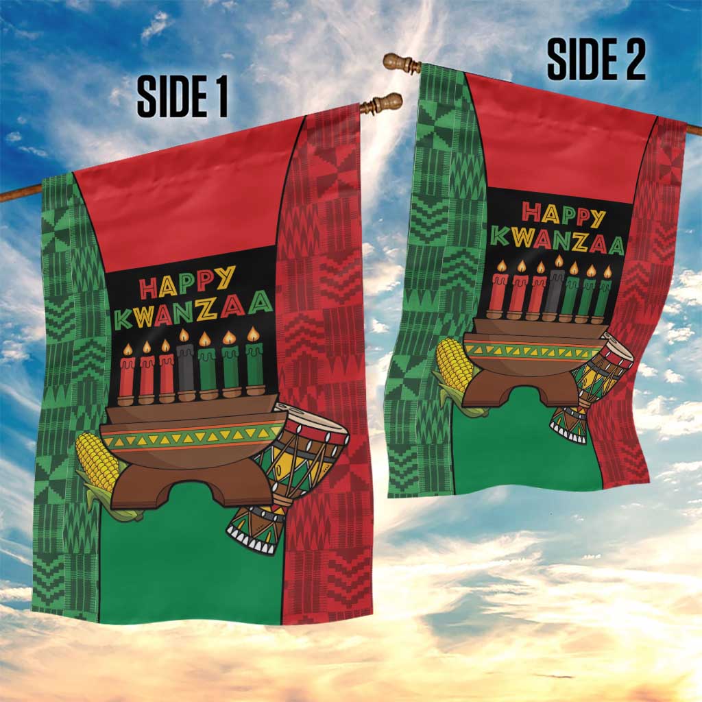 Happy Kwanzaa Garden Flag Kinara With Kente Pattern - Wonder Print Shop
