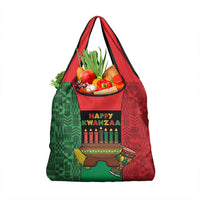 Happy Kwanzaa Grocery Bag Kinara With Kente Pattern - Wonder Print Shop