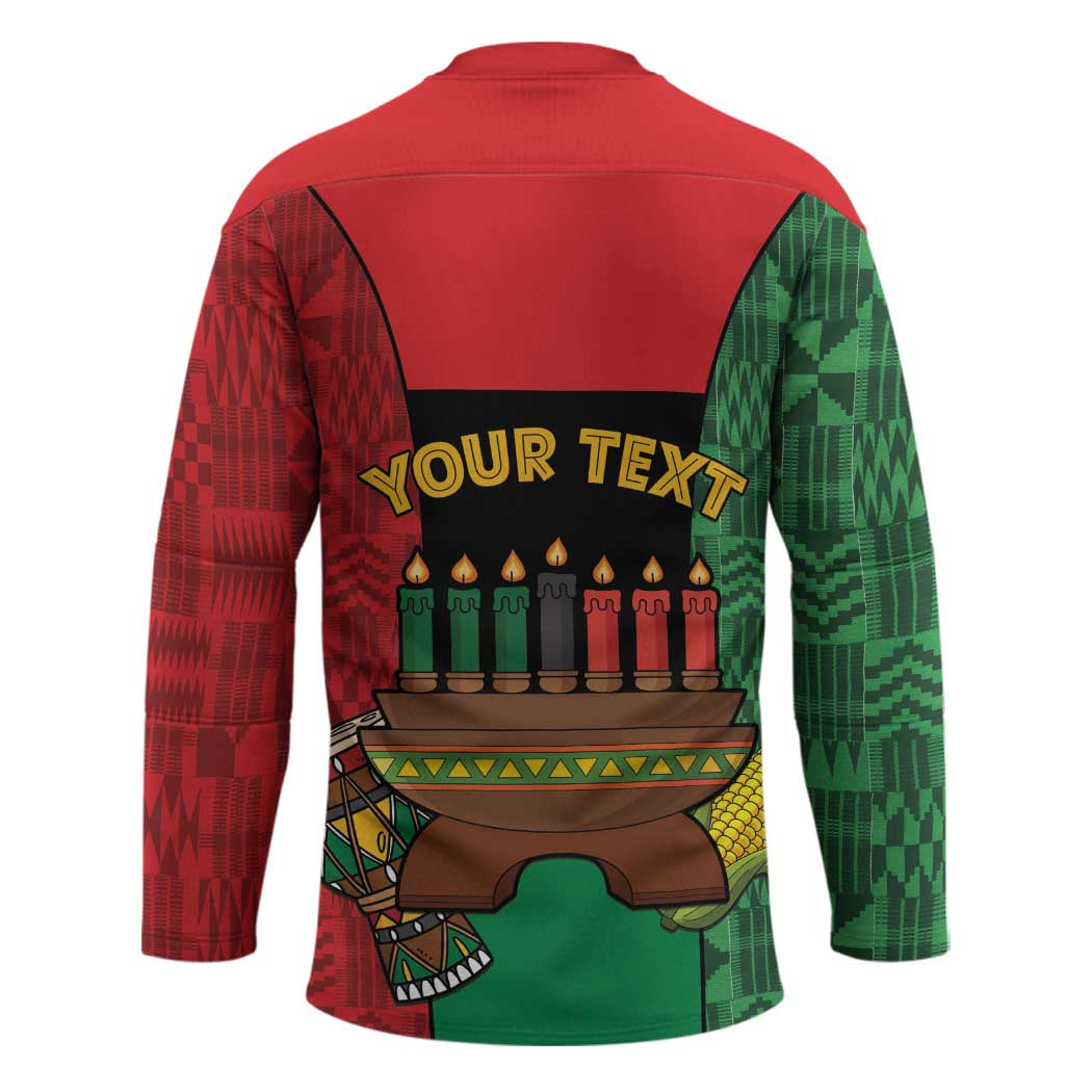 Personalized Happy Kwanzaa Hockey Jersey Kinara With Kente Pattern - Wonder Print Shop
