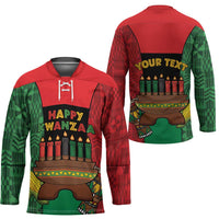 Personalized Happy Kwanzaa Hockey Jersey Kinara With Kente Pattern - Wonder Print Shop