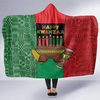Happy Kwanzaa Hooded Blanket Kinara With Kente Pattern - Wonder Print Shop