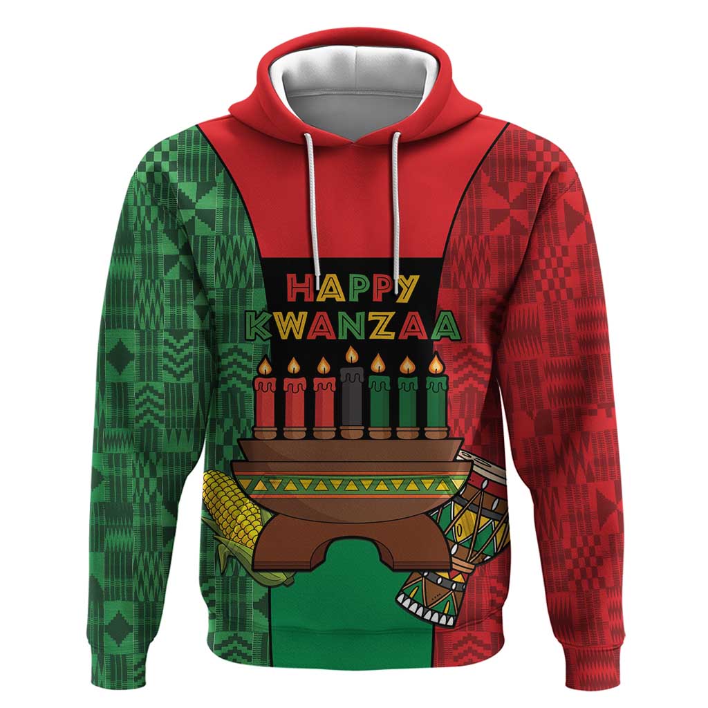 Personalized Happy Kwanzaa Hoodie Kinara With Kente Pattern - Wonder Print Shop