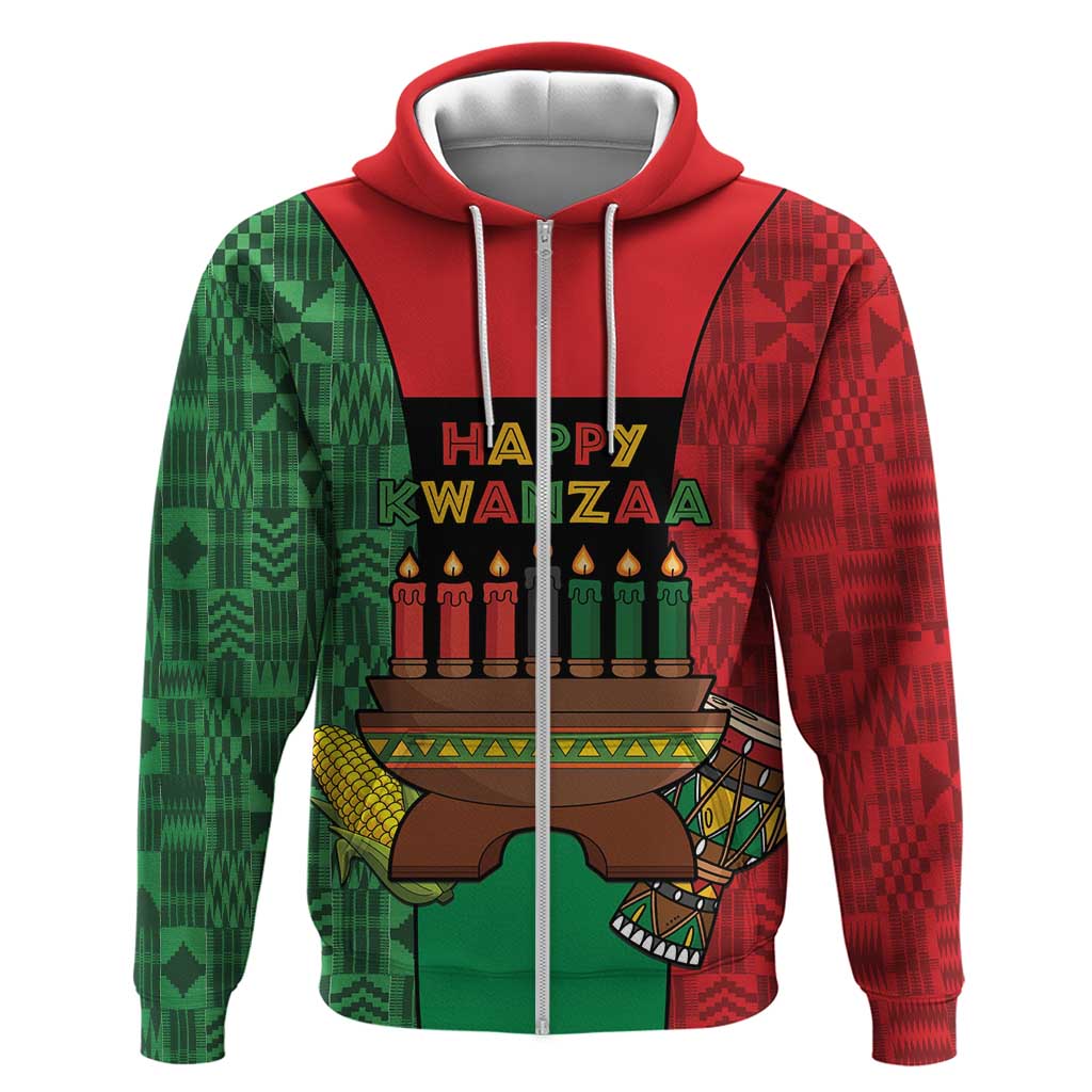 Personalized Happy Kwanzaa Hoodie Kinara With Kente Pattern - Wonder Print Shop