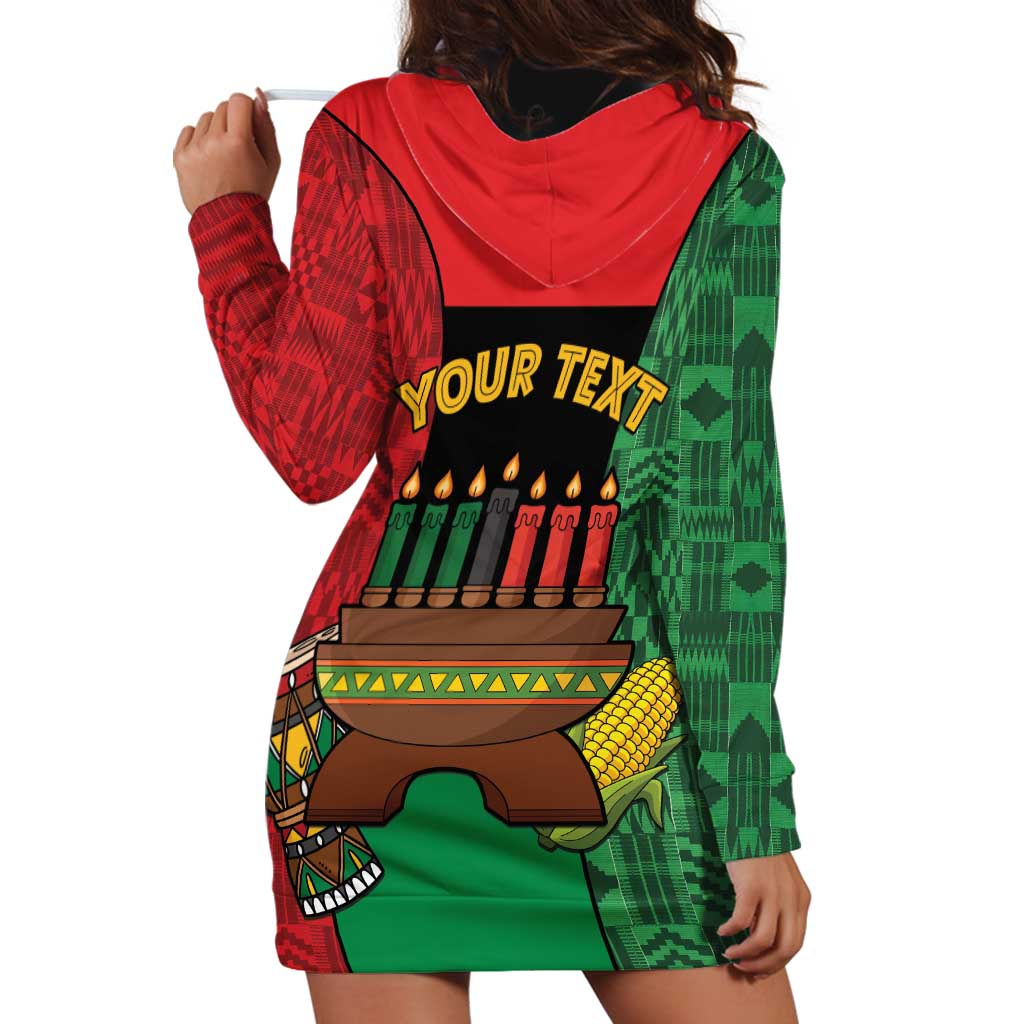 Personalized Happy Kwanzaa Hoodie Dress Kinara With Kente Pattern - Wonder Print Shop