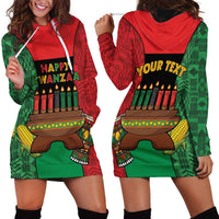 Personalized Happy Kwanzaa Hoodie Dress Kinara With Kente Pattern - Wonder Print Shop