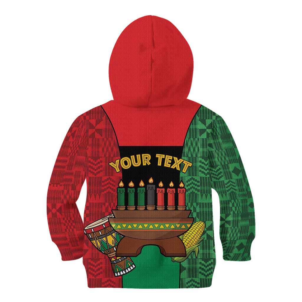 Personalized Happy Kwanzaa Kid Hoodie Kinara With Kente Pattern - Wonder Print Shop