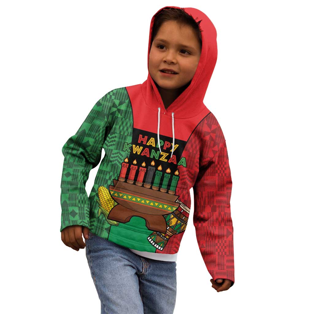 Personalized Happy Kwanzaa Kid Hoodie Kinara With Kente Pattern - Wonder Print Shop