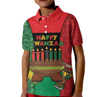 Personalized Happy Kwanzaa Kid Polo Shirt Kinara With Kente Pattern - Wonder Print Shop