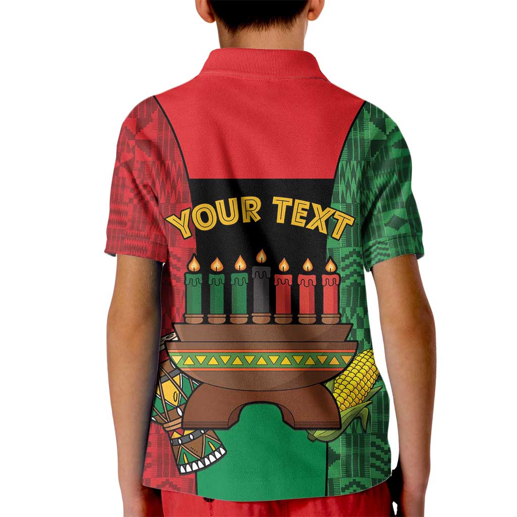 Personalized Happy Kwanzaa Kid Polo Shirt Kinara With Kente Pattern - Wonder Print Shop