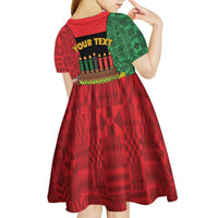 Personalized Happy Kwanzaa Kid Short Sleeve Dress Kinara With Kente Pattern - Wonder Print Shop