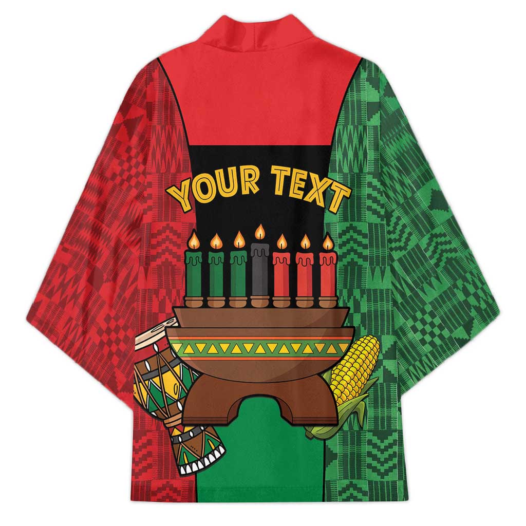 Personalized Happy Kwanzaa Kimono Kinara With Kente Pattern - Wonder Print Shop