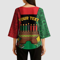 Personalized Happy Kwanzaa Kimono Sleeve Blouse Kinara With Kente Pattern - Wonder Print Shop