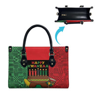 Happy Kwanzaa Leather Bag Kinara With Kente Pattern - Wonder Print Shop