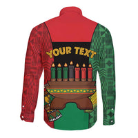 Personalized Happy Kwanzaa Long Sleeve Button Shirt Kinara With Kente Pattern - Wonder Print Shop