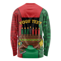 Personalized Happy Kwanzaa Long Sleeve Shirt Kinara With Kente Pattern - Wonder Print Shop