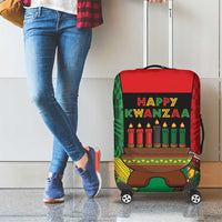 Happy Kwanzaa Luggage Cover Kinara With Kente Pattern - Wonder Print Shop