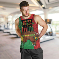 Personalized Happy Kwanzaa Men Tank Top Kinara With Kente Pattern - Wonder Print Shop