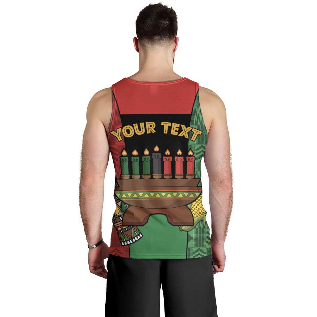 Personalized Happy Kwanzaa Men Tank Top Kinara With Kente Pattern - Wonder Print Shop