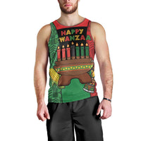 Personalized Happy Kwanzaa Men Tank Top Kinara With Kente Pattern - Wonder Print Shop