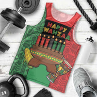 Personalized Happy Kwanzaa Men Tank Top Kinara With Kente Pattern - Wonder Print Shop