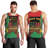 Personalized Happy Kwanzaa Men Tank Top Kinara With Kente Pattern - Wonder Print Shop