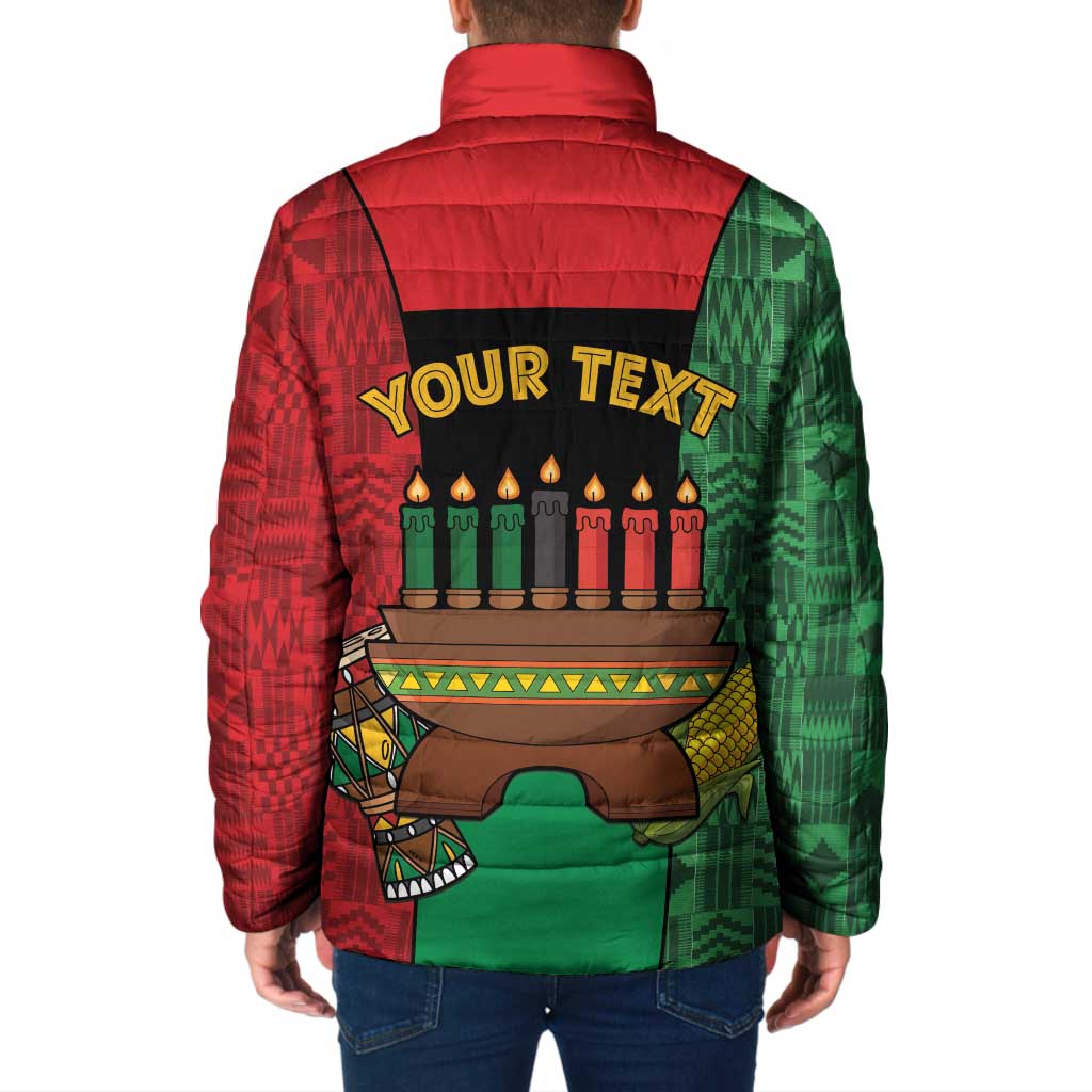Personalized Happy Kwanzaa Padded Jacket Kinara With Kente Pattern - Wonder Print Shop