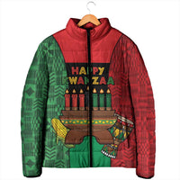 Personalized Happy Kwanzaa Padded Jacket Kinara With Kente Pattern - Wonder Print Shop