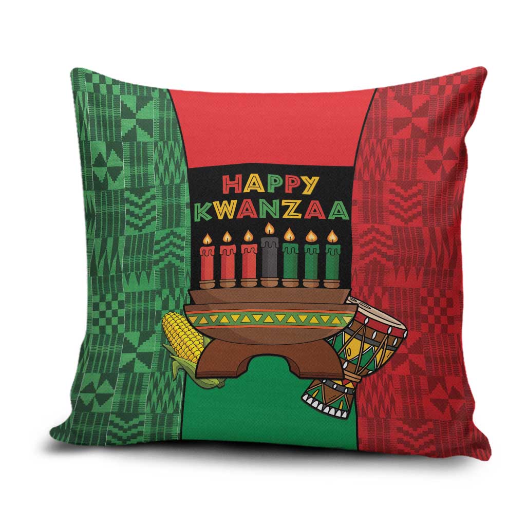 Happy Kwanzaa Pillow Cover Kinara With Kente Pattern - Wonder Print Shop