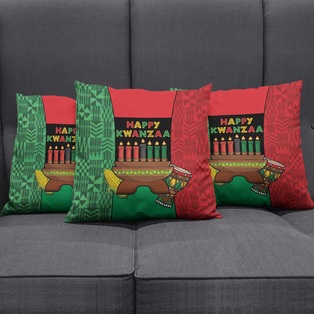 Happy Kwanzaa Pillow Cover Kinara With Kente Pattern - Wonder Print Shop