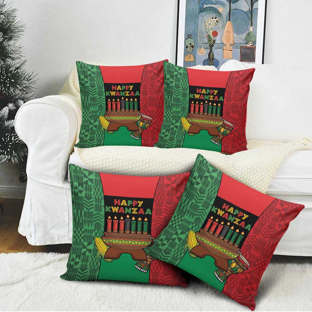 Happy Kwanzaa Pillow Cover Kinara With Kente Pattern - Wonder Print Shop