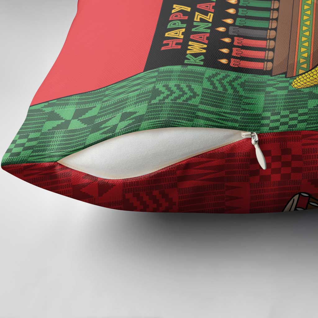 Happy Kwanzaa Pillow Cover Kinara With Kente Pattern - Wonder Print Shop