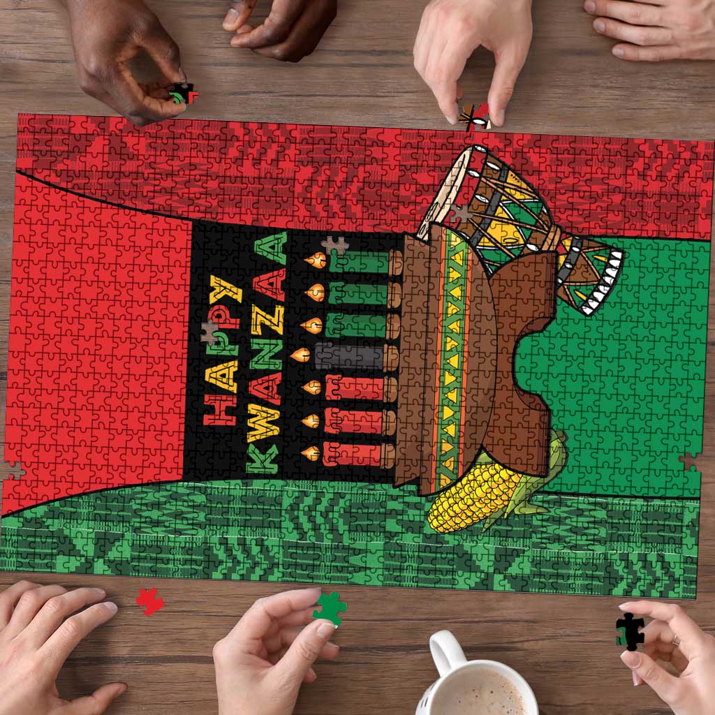 Happy Kwanzaa Puzzle Kinara With Kente Pattern - Wonder Print Shop